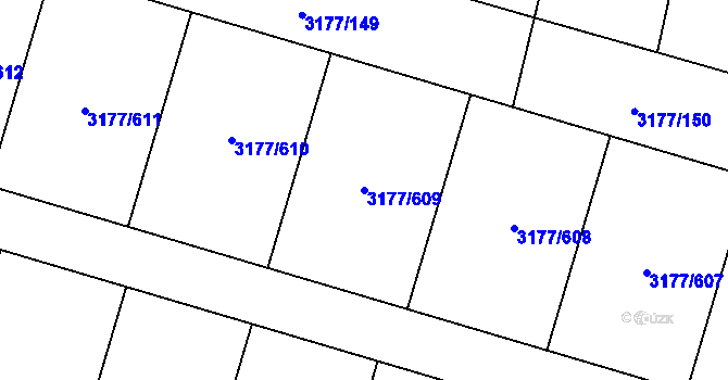 Parcela st. 3177/609 v KÚ Tachov, Katastrální mapa
