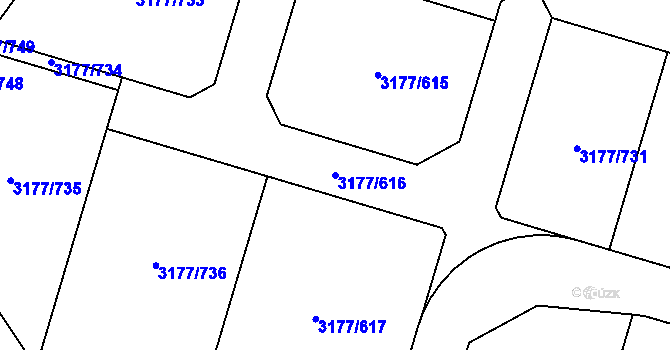 Parcela st. 3177/616 v KÚ Tachov, Katastrální mapa
