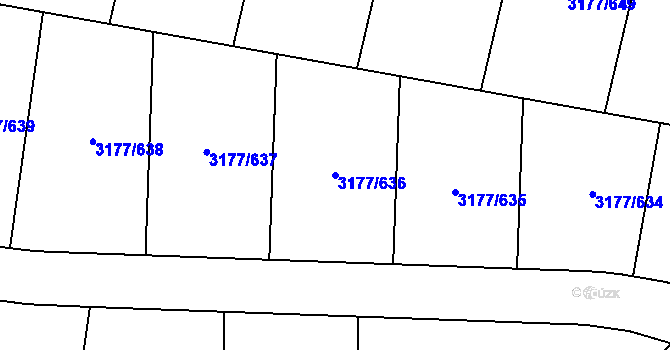 Parcela st. 3177/636 v KÚ Tachov, Katastrální mapa