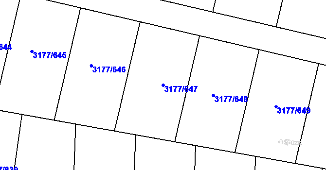 Parcela st. 3177/647 v KÚ Tachov, Katastrální mapa