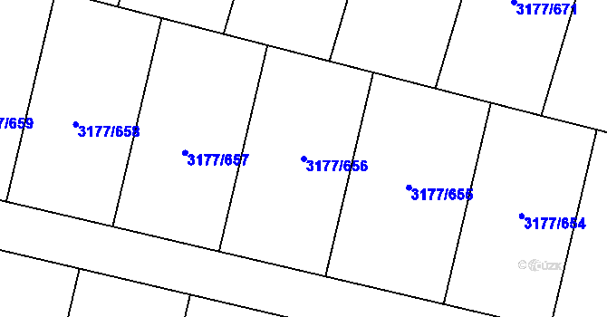 Parcela st. 3177/656 v KÚ Tachov, Katastrální mapa