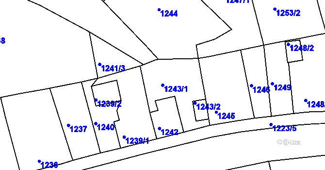 Parcela st. 1243/1 v KÚ Tachov, Katastrální mapa