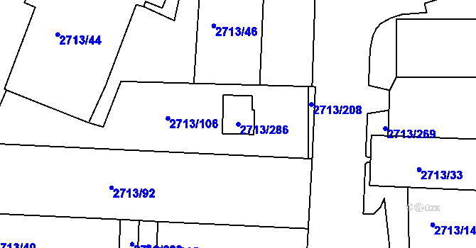 Parcela st. 2713/286 v KÚ Tachov, Katastrální mapa