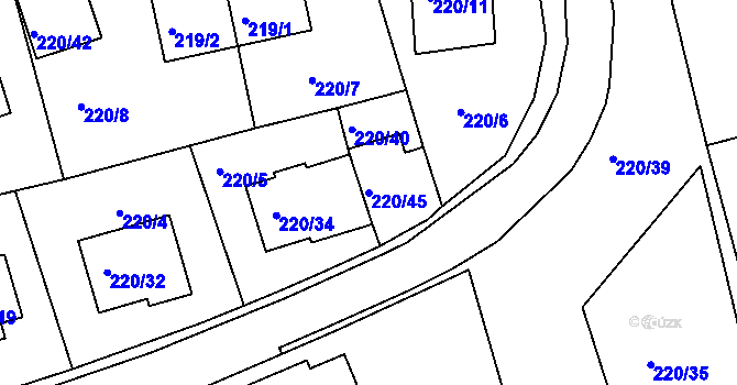 Parcela st. 220/45 v KÚ Tachov, Katastrální mapa