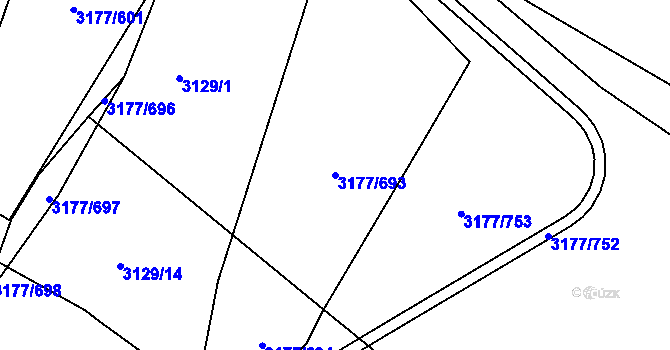 Parcela st. 3177/693 v KÚ Tachov, Katastrální mapa