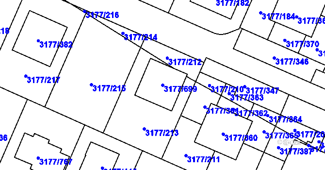 Parcela st. 3177/699 v KÚ Tachov, Katastrální mapa