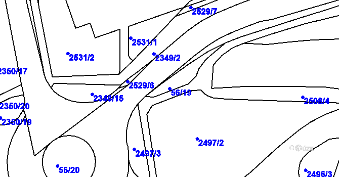 Parcela st. 56/19 v KÚ Tachov, Katastrální mapa