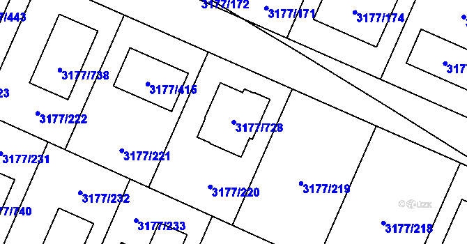 Parcela st. 3177/728 v KÚ Tachov, Katastrální mapa