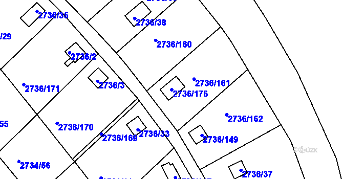Parcela st. 2736/176 v KÚ Tachov, Katastrální mapa
