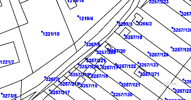 Parcela st. 3257/222 v KÚ Tachov, Katastrální mapa