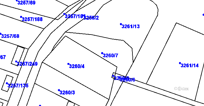 Parcela st. 3260/7 v KÚ Tachov, Katastrální mapa