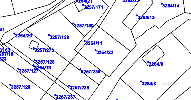Parcela st. 3264/22 v KÚ Tachov, Katastrální mapa
