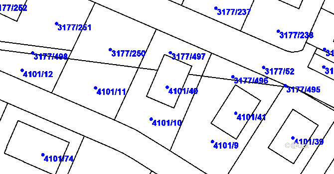 Parcela st. 4101/40 v KÚ Tachov, Katastrální mapa