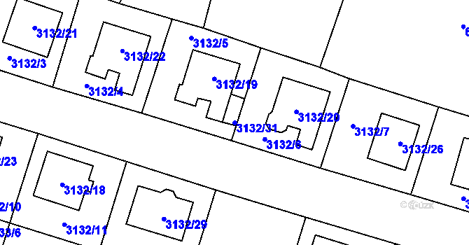 Parcela st. 3132/31 v KÚ Tachov, Katastrální mapa