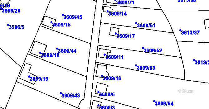 Parcela st. 3609/11 v KÚ Tachov, Katastrální mapa