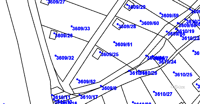 Parcela st. 3609/25 v KÚ Tachov, Katastrální mapa