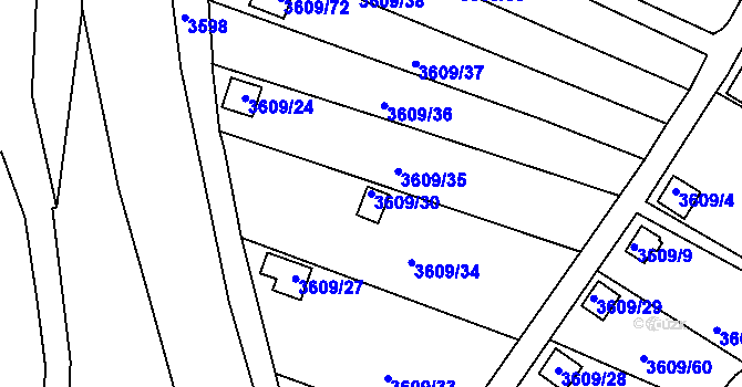 Parcela st. 3609/30 v KÚ Tachov, Katastrální mapa