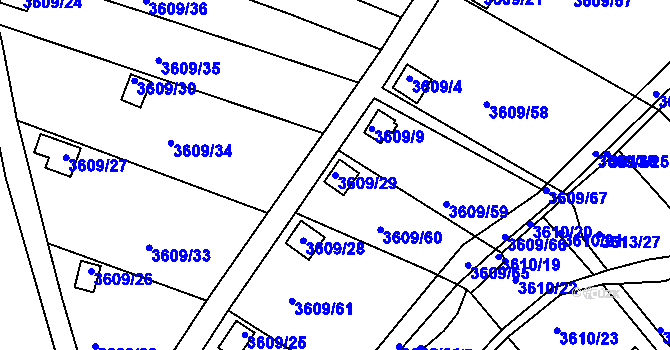 Parcela st. 3609/29 v KÚ Tachov, Katastrální mapa