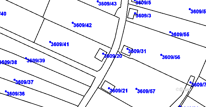 Parcela st. 3609/20 v KÚ Tachov, Katastrální mapa