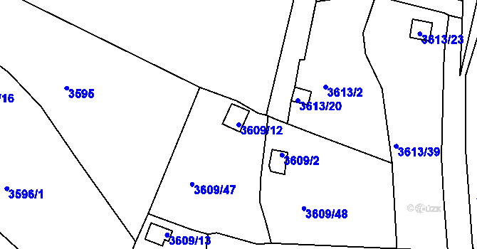 Parcela st. 3609/12 v KÚ Tachov, Katastrální mapa