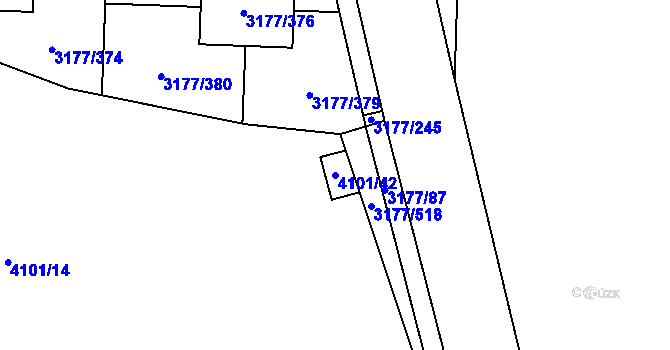 Parcela st. 4101/42 v KÚ Tachov, Katastrální mapa
