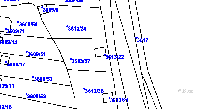 Parcela st. 3613/22 v KÚ Tachov, Katastrální mapa