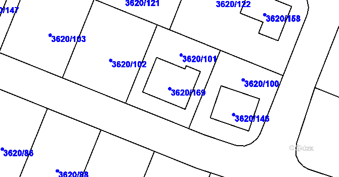 Parcela st. 3620/169 v KÚ Tachov, Katastrální mapa