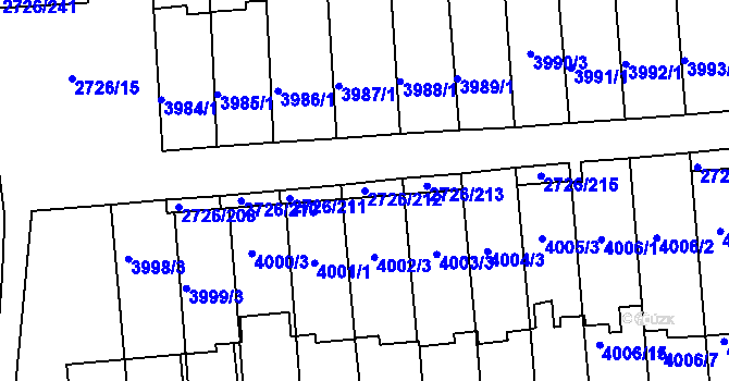 Parcela st. 2726/212 v KÚ Tachov, Katastrální mapa