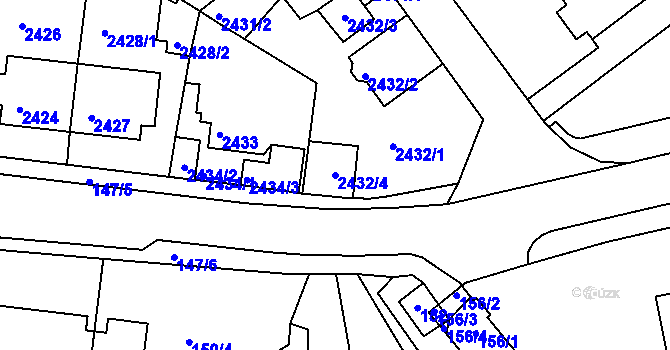 Parcela st. 2432/4 v KÚ Tachov, Katastrální mapa