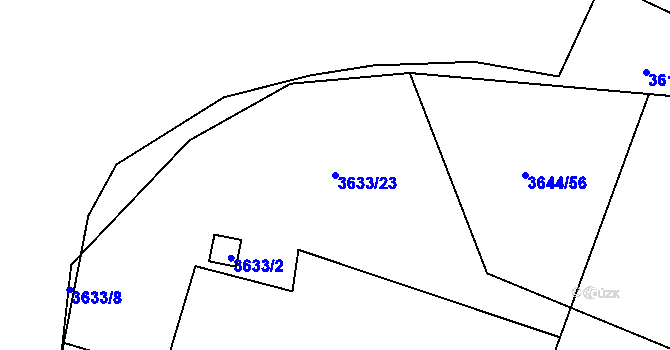 Parcela st. 3633/23 v KÚ Tachov, Katastrální mapa