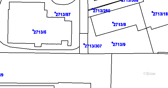Parcela st. 2713/307 v KÚ Tachov, Katastrální mapa