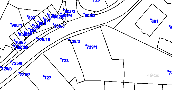 Parcela st. 729/1 v KÚ Tachov, Katastrální mapa