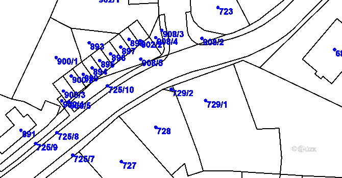 Parcela st. 729/2 v KÚ Tachov, Katastrální mapa