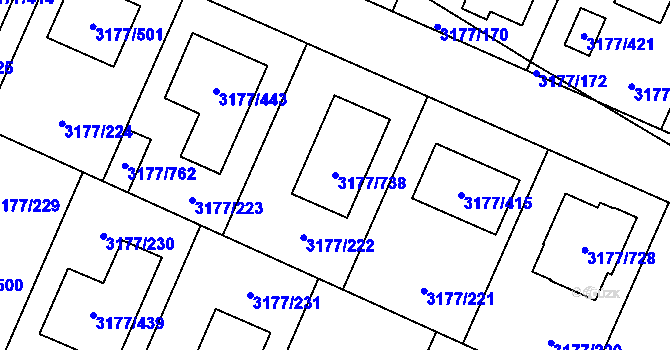 Parcela st. 3177/738 v KÚ Tachov, Katastrální mapa