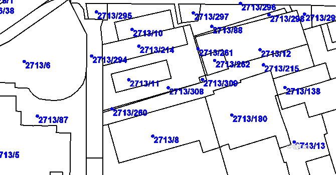 Parcela st. 2713/308 v KÚ Tachov, Katastrální mapa