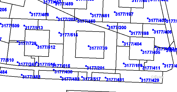 Parcela st. 3177/739 v KÚ Tachov, Katastrální mapa