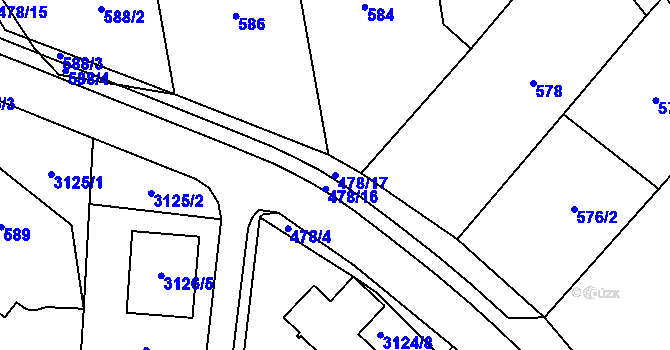 Parcela st. 478/17 v KÚ Tachov, Katastrální mapa
