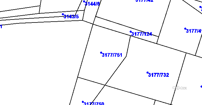 Parcela st. 3177/751 v KÚ Tachov, Katastrální mapa
