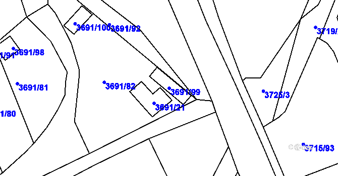 Parcela st. 3691/99 v KÚ Tachov, Katastrální mapa