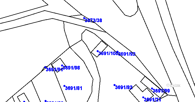 Parcela st. 3691/100 v KÚ Tachov, Katastrální mapa