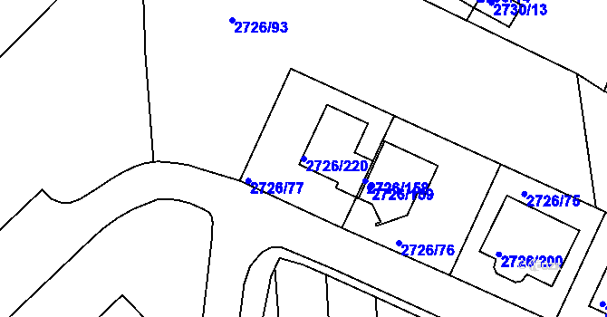 Parcela st. 2726/220 v KÚ Tachov, Katastrální mapa