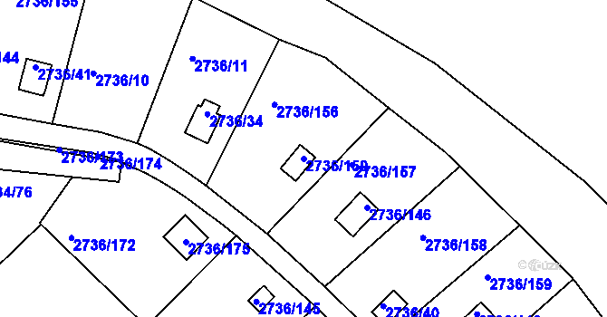 Parcela st. 2736/150 v KÚ Tachov, Katastrální mapa