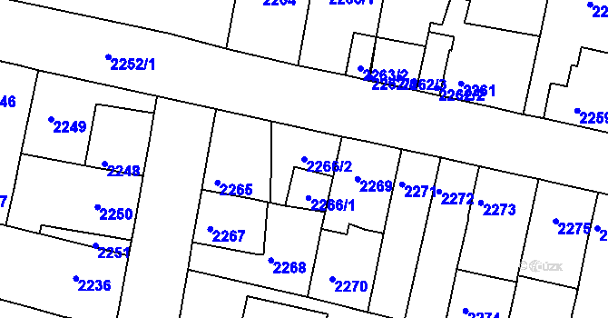 Parcela st. 2266/2 v KÚ Tachov, Katastrální mapa