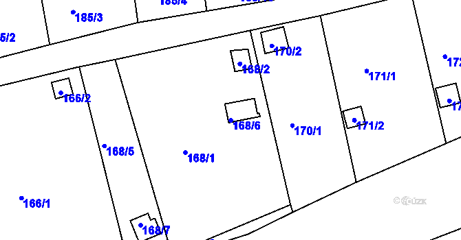 Parcela st. 168/6 v KÚ Tachov, Katastrální mapa
