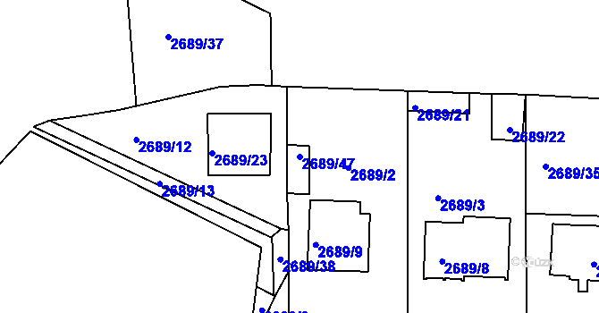 Parcela st. 2689/47 v KÚ Tachov, Katastrální mapa