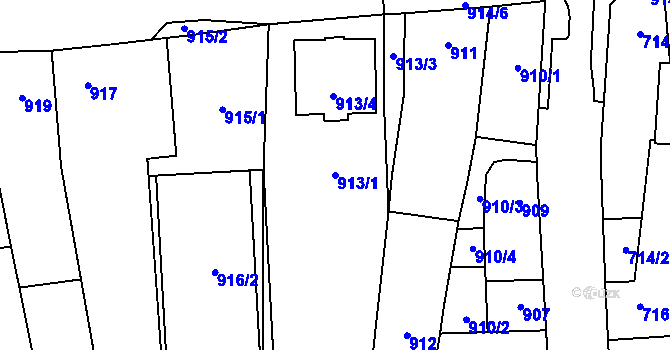 Parcela st. 913/1 v KÚ Tachov, Katastrální mapa