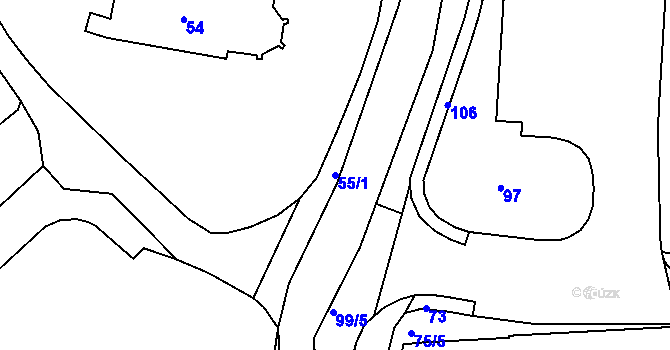 Parcela st. 55/1 v KÚ Tachov, Katastrální mapa