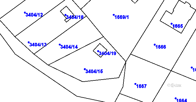 Parcela st. 3404/19 v KÚ Tachov, Katastrální mapa