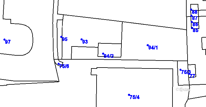 Parcela st. 94/2 v KÚ Tachov, Katastrální mapa