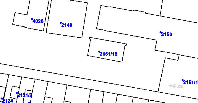 Parcela st. 2151/16 v KÚ Tachov, Katastrální mapa